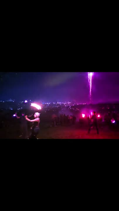 Fire spinning at an evening event
